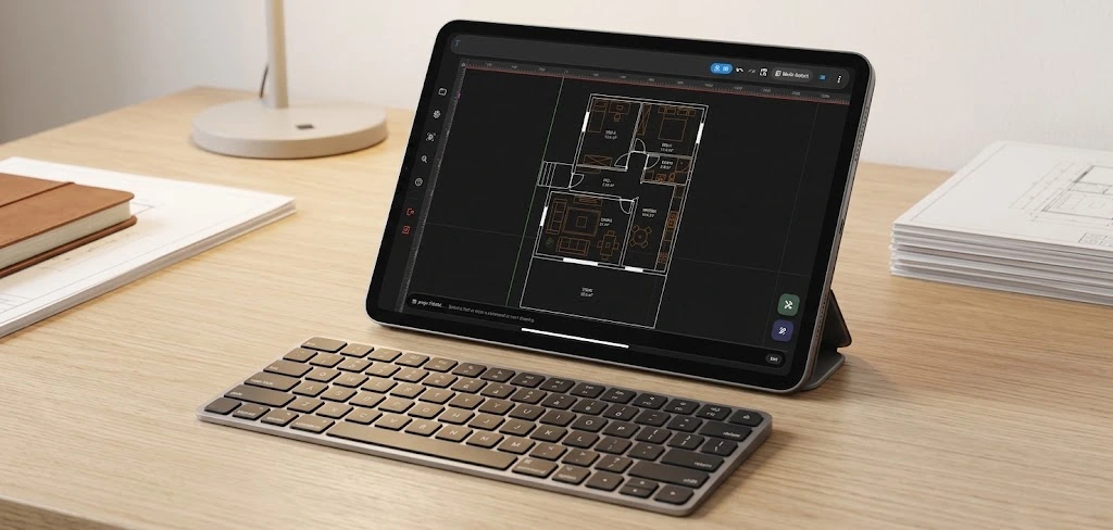 TamgamCAD ile tablette klavye kullanarak mobil CAD ve teknik çizim